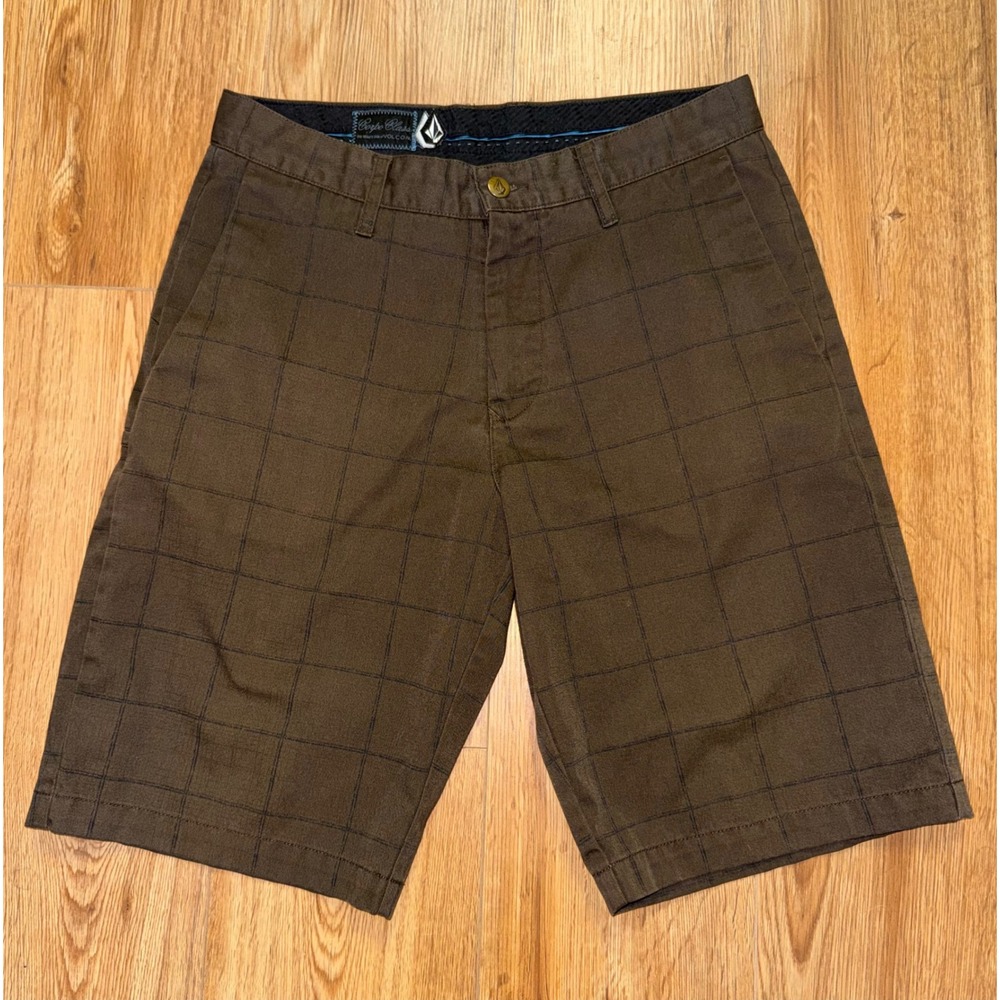 Volcom Corpo Class Frickin Plaid Chino Shorts Mens 30 Brown Grid A0929P0 Skate
